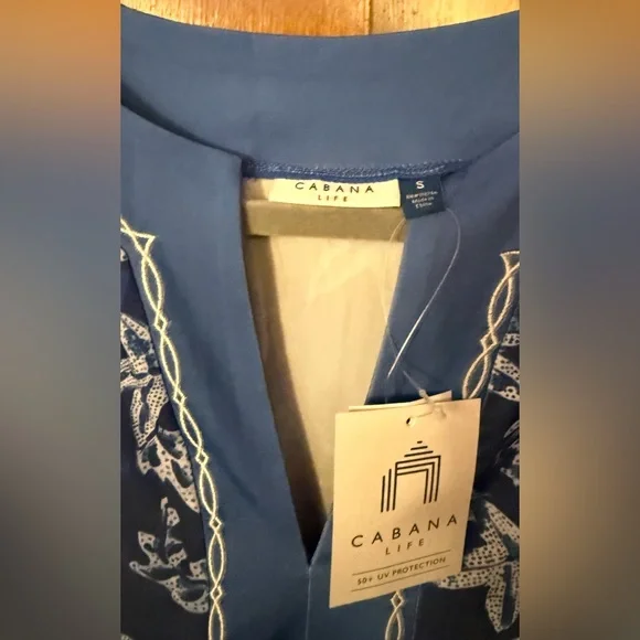 Cabana Life Navy and White Sleeveless Tunic Dress - Picture 3 of 8